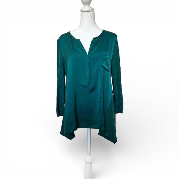 ANTHRO Maeve Emerald Green Peasant Top Crochet Lace Back Boho Blouse M - Picture 2 of 11